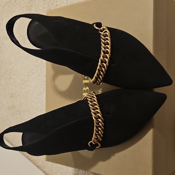 🛑BURBERRY Suede Onwen Slingback Pumps - Picture 2 of 9